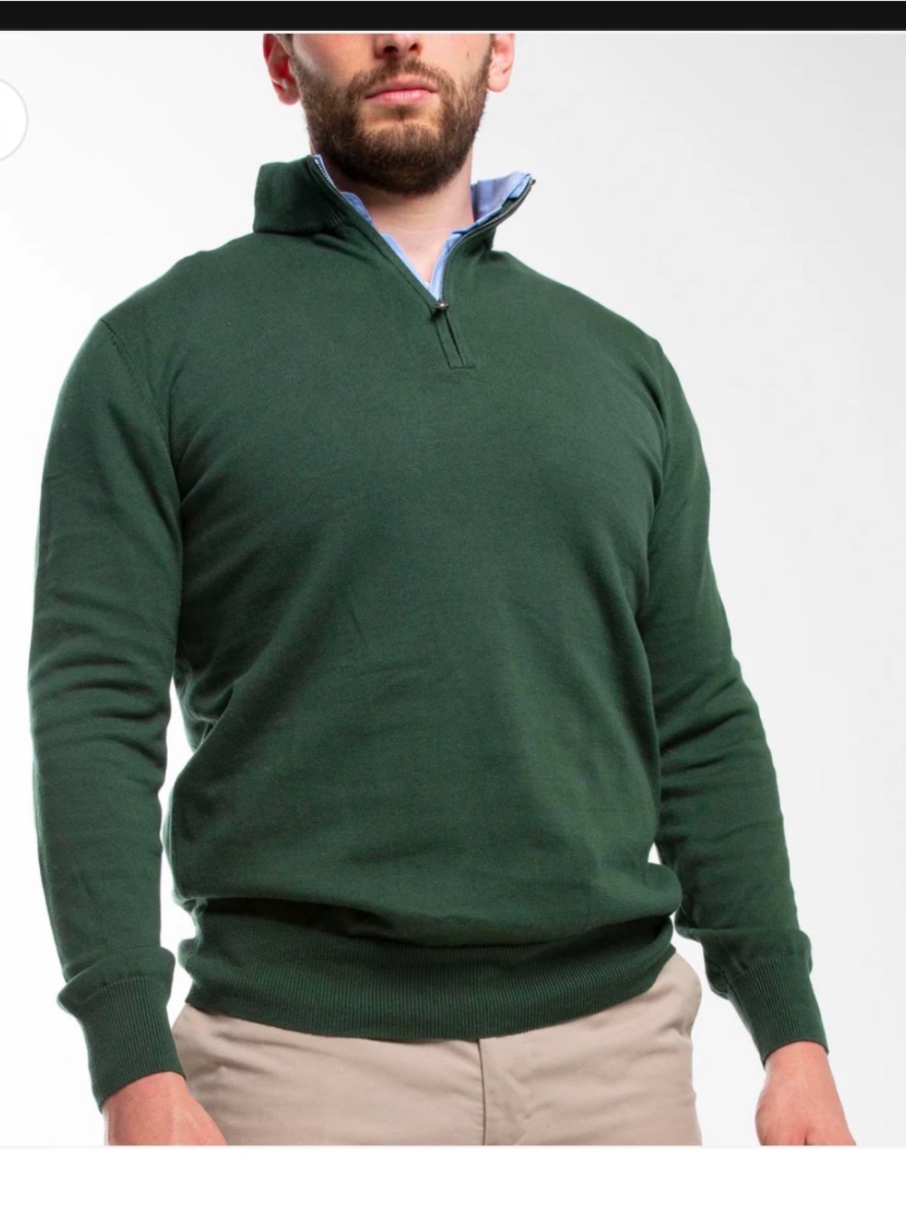 Men's Green Half-Zip Pullover Sweater